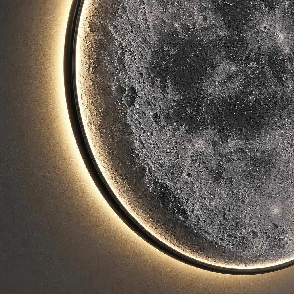 Détail du relief lunaire de l'applique Getsu