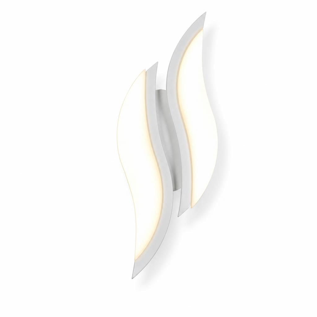 Applique murale LED Honoo, deux vagues blanches lumineuses, sur fond blanc