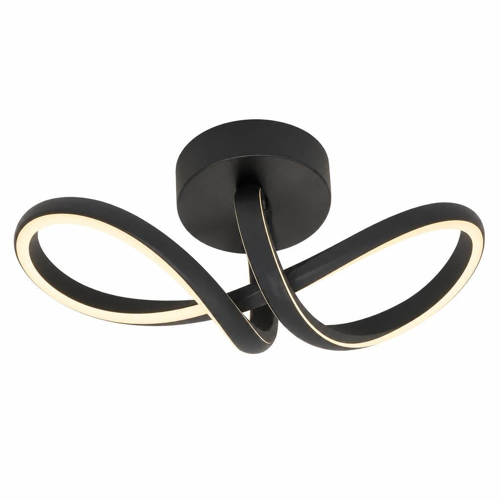 Plafonnier LED Musubi noir en ruban noué, sur fond blanc
