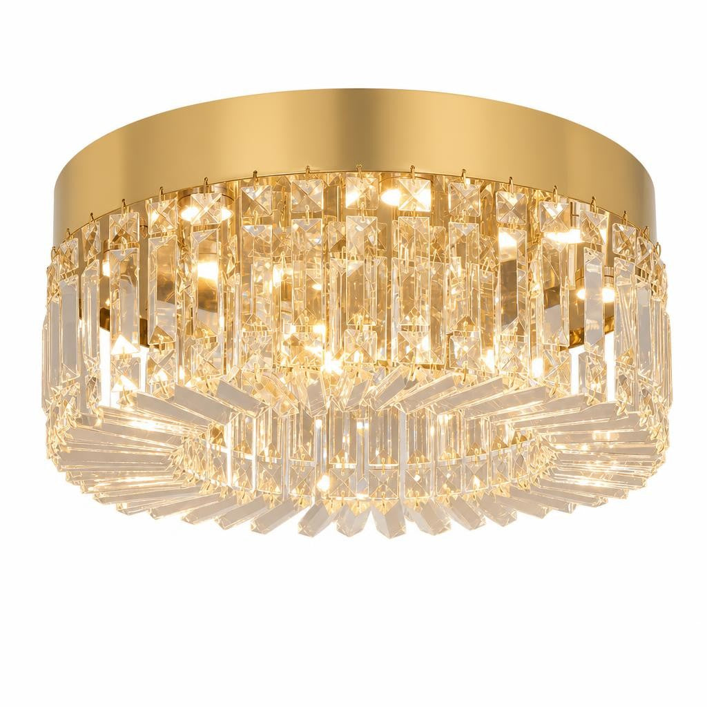 Plafonnier Shizuku en cristal finition or, sur fond blanc